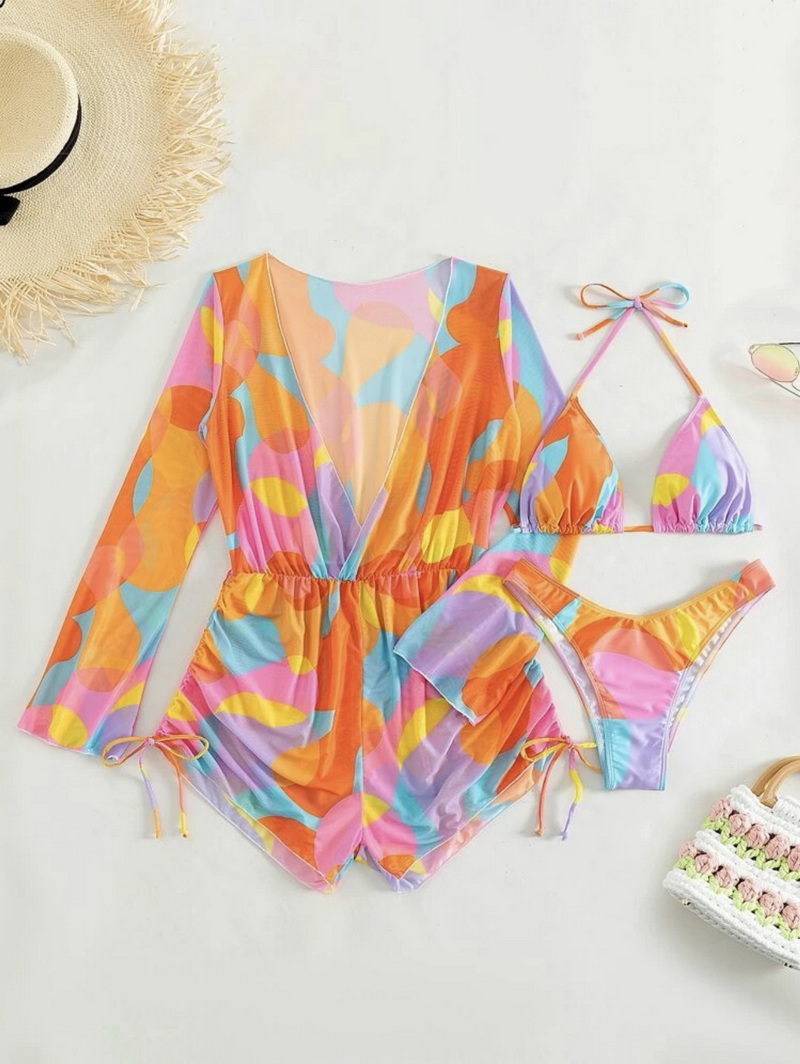 Sexy Three-Piece Printed Mesh Bikini Set - Hot Seller for Beach Vacations_12