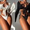 Sexy Three-Piece Off-Shoulder Tie Bikini - Women's Beach Swimsuit