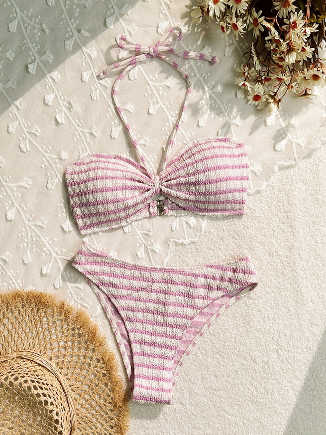 Sexy Striped Two-Piece Bikini - Beach Vacation Women's Swimwear_01