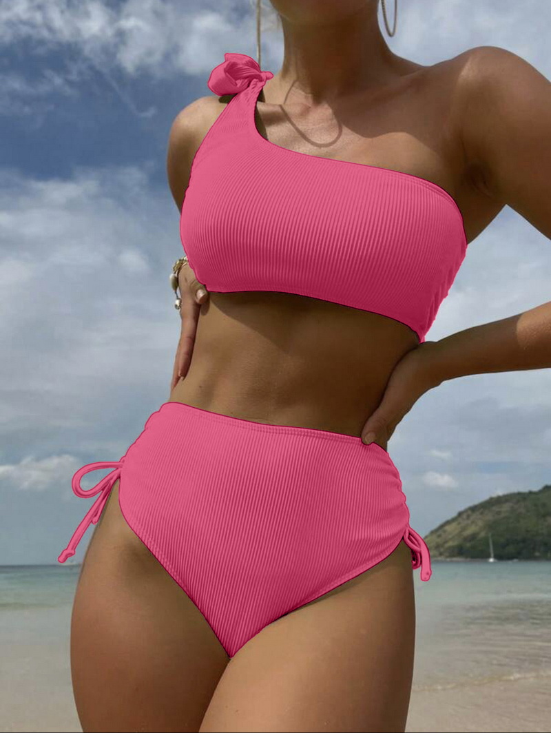 Sexy Solid Color Two-Piece Tie Bikini - Women's Beach Swimwear