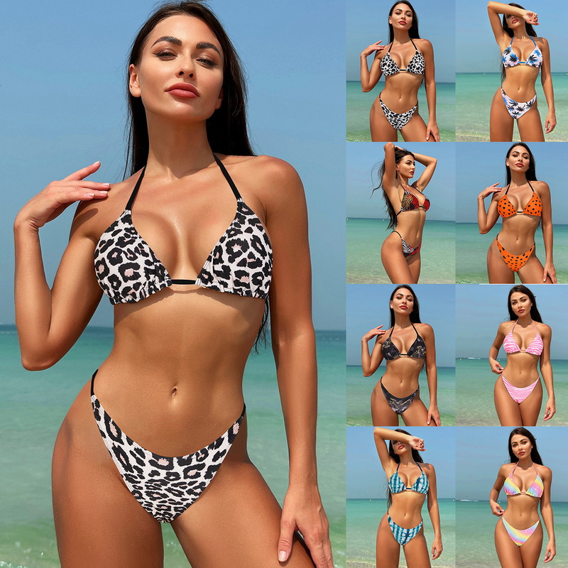 New Leopard Floral Bikini for Women - Sexy Three-Piece Backless European Swimwear In Stock