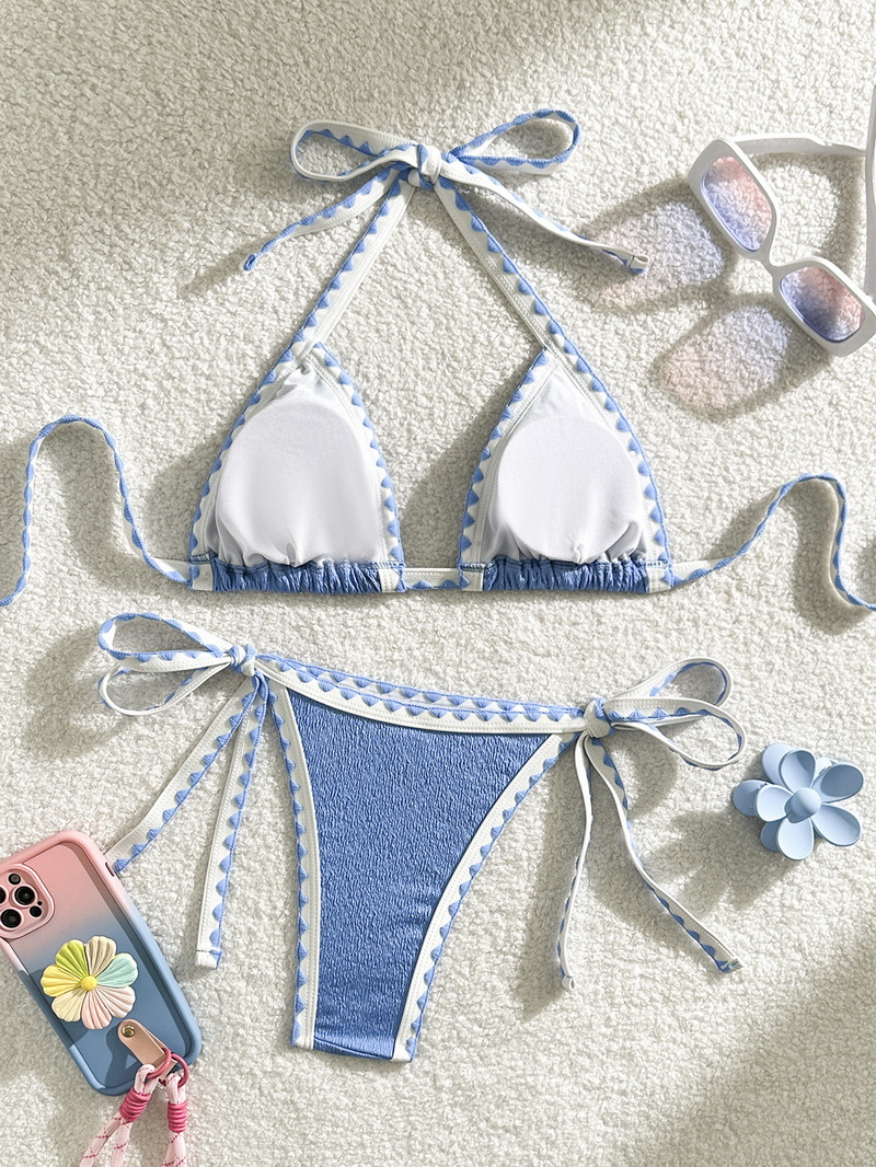 Solid Color Ins Style Bikini Swimwear For Women Sexy Beachwear_13