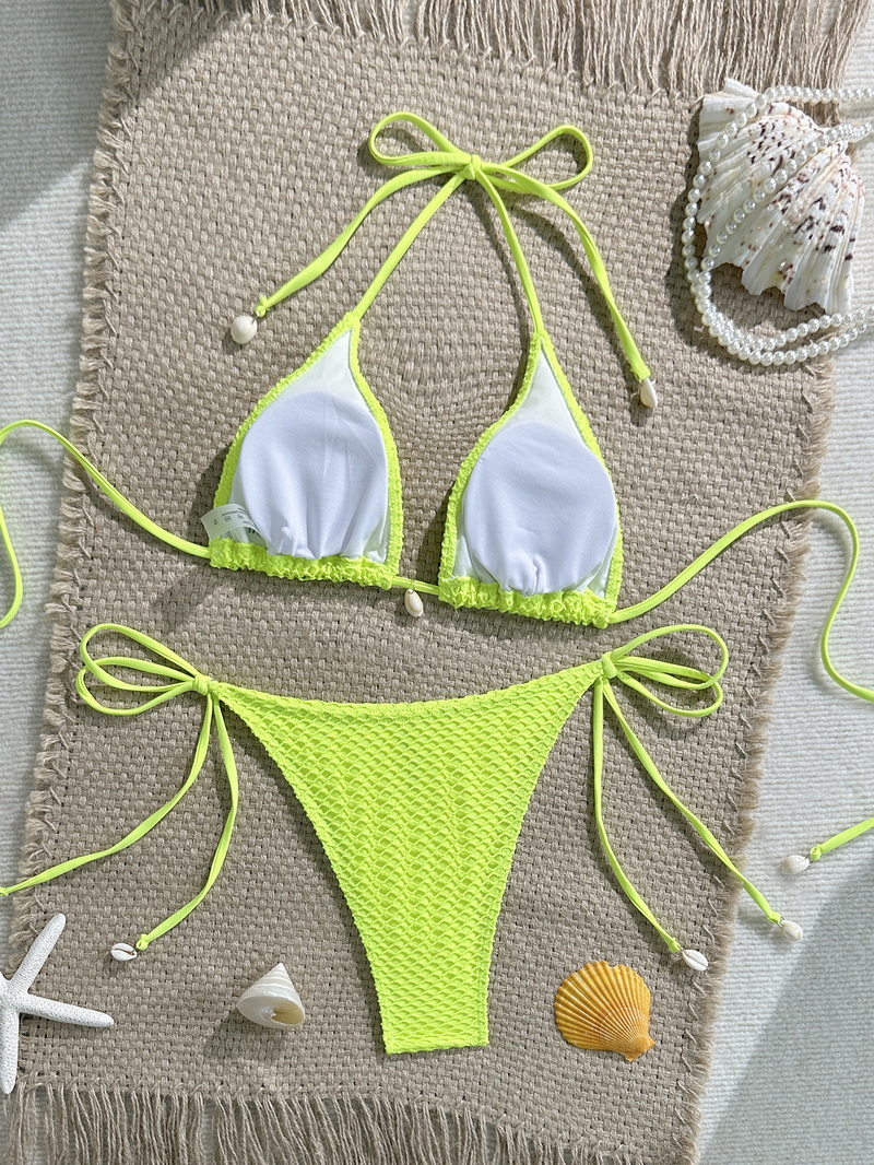 2025 Sexy Mesh Shell Halter Bikini For Women European Beach Vacation_14