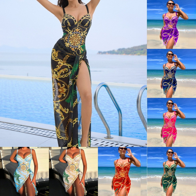2025 New European Two-Piece Swimsuit With Printed Bikini And Cover-Up Set