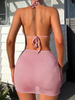 High-Waist Three-Piece Bikini Set - Tie-Up Drawstring Chain Detail