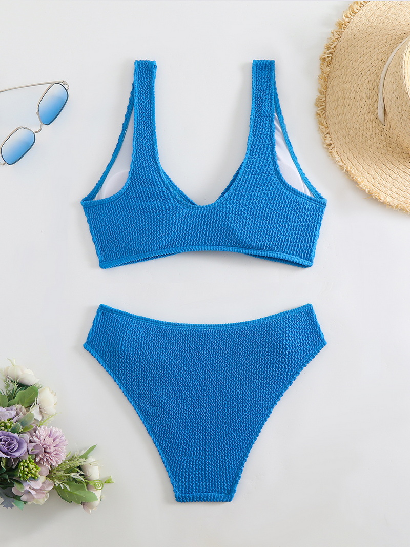 2025 Solid Ribbed Bikini Two-Piece Swimsuit European Style_20