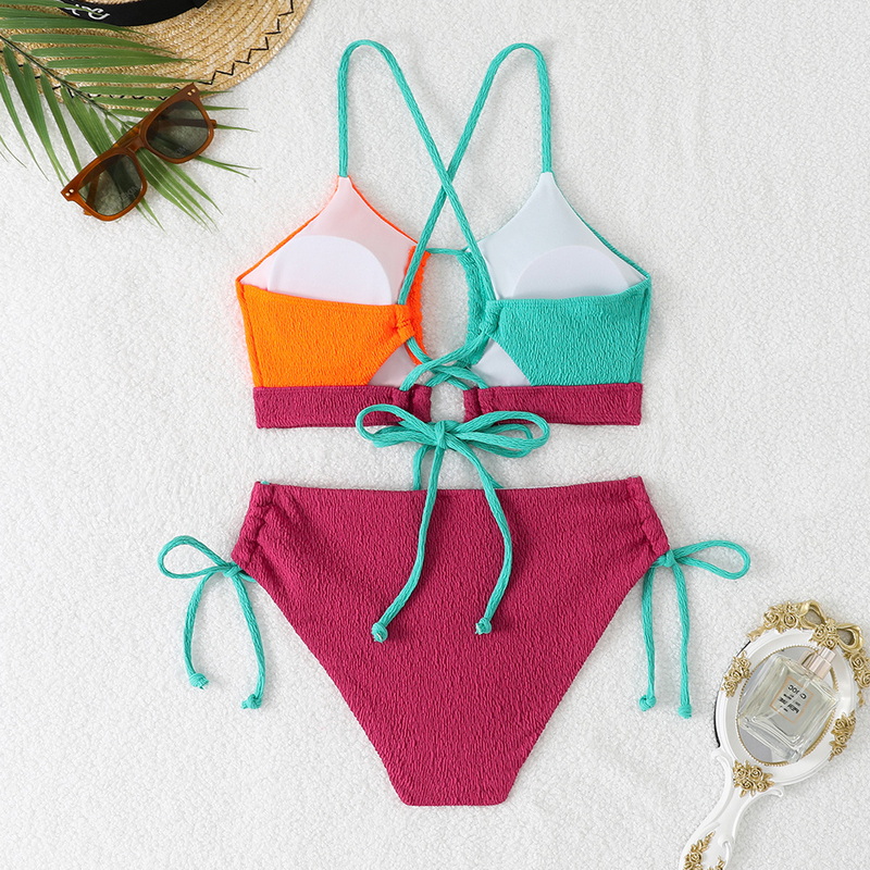 2025 Color Block Bikini Sexy Crisscross Two-Piece Swimsuit_23