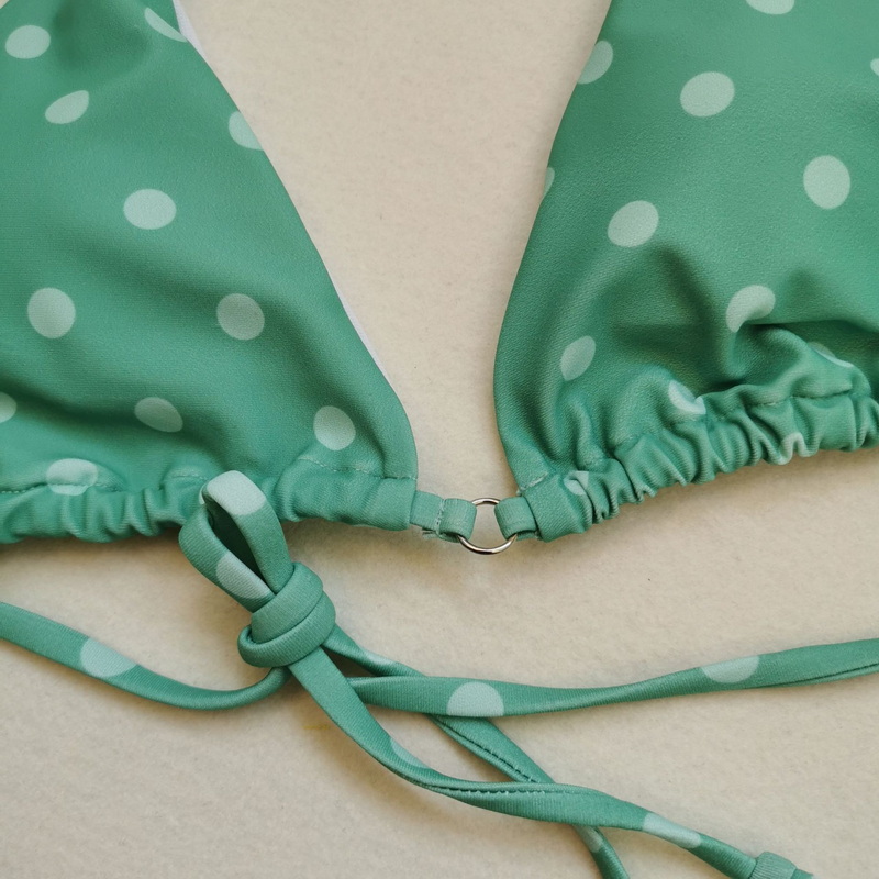 Ribbed Twist Front Bandeau Bikini With High Slit Swimsuit_30