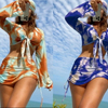 Sexy Tie-Dye Five-Piece Bikini Set - Includes Headscarf Women's Swimwear