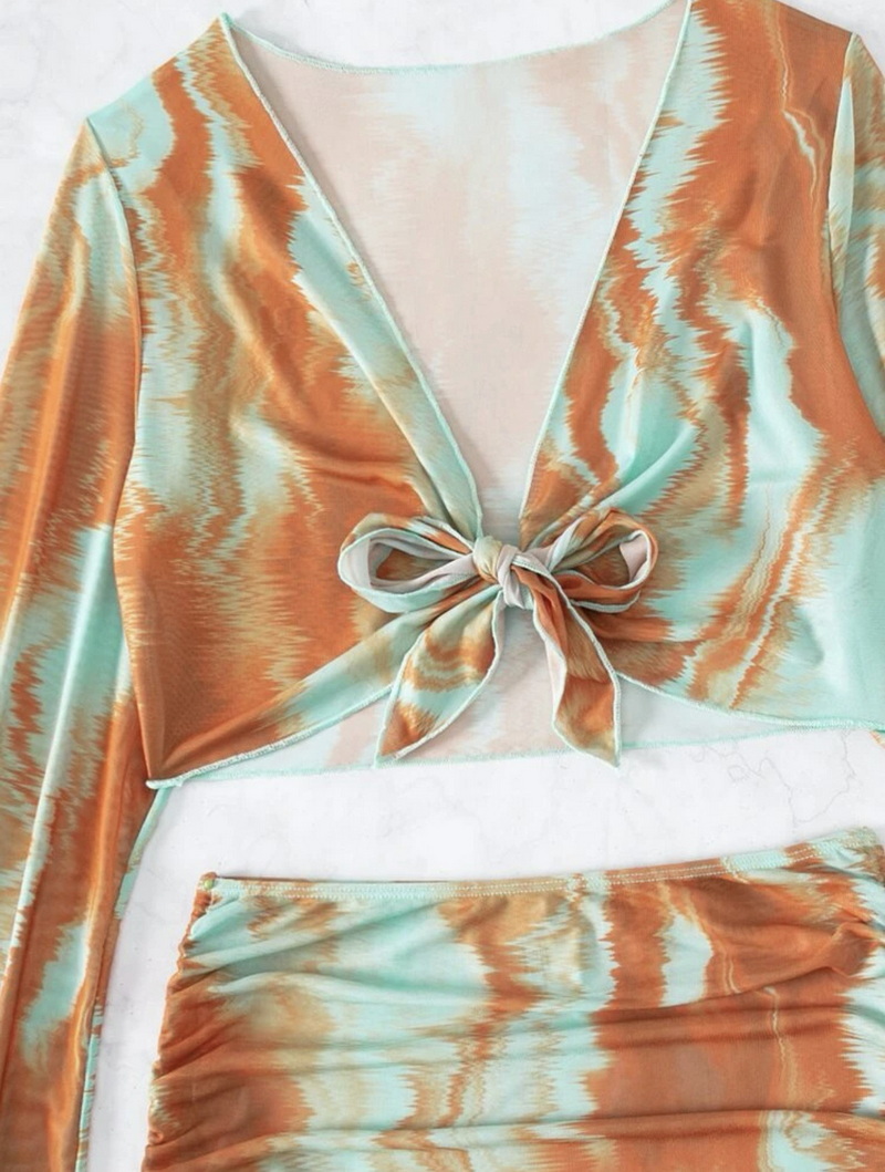 Sexy Three-Piece Long Sleeve Mesh Bikini Set - Sun Protection Beachwear_15