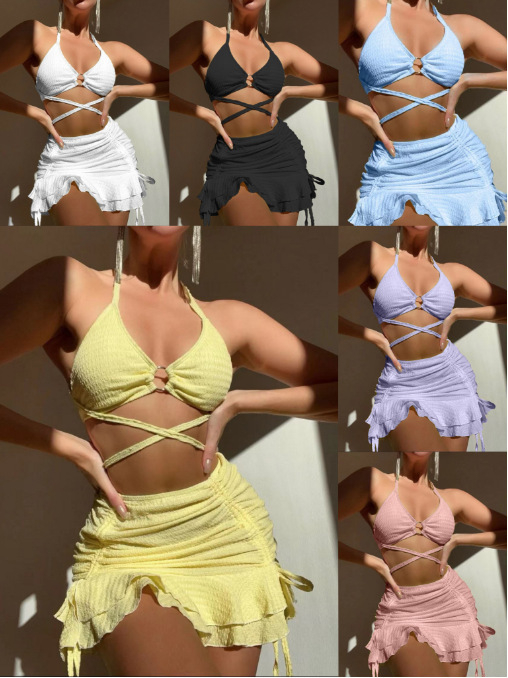 New Sexy 3-Piece Bikini Beach Set for Women - Stylish Swimwear