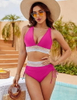 2025 New Western Style Two-Piece Bikini – High Waist Solid Color Swimwear