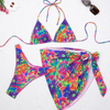 In-Stock 2025 New European and American Sexy Floral Three-Piece Bikini Set