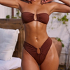 2025 New U-Shaped Metal Detail Strapless Two-Piece Bikini Set for Women