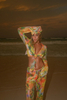 New Printed Stripe Tie-Dye Chiffon Beach Pants Set European Fashion