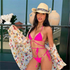 Metal Three-Ring Bikini Sexy Tie-Up Printed Two-Piece European Fashion