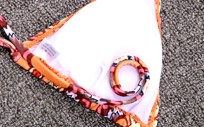 Metal Three-Ring Bikini Sexy Tie-Up Printed Two-Piece European Fashion_01