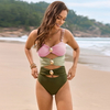 2025 New Solid Patchwork Metal Buckle One-Piece Swimsuit European Style