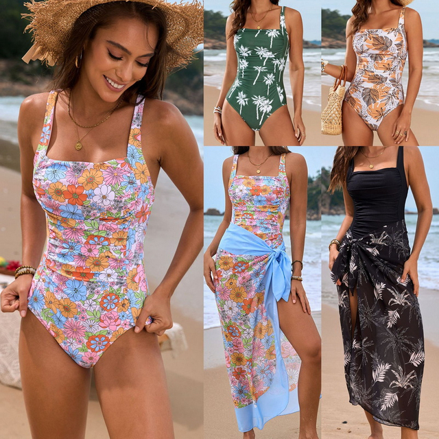 2025 New Floral Print One-Piece Swimsuit Set Hot-Selling Women's Swimwear