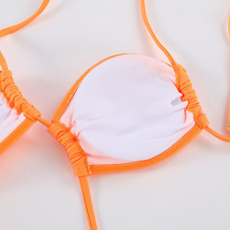 Solid Color Asymmetric Tie Bikini Sexy Two-Piece Nylon Swimsuit Export_09