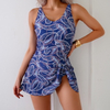 New Western Style One-Piece Swimsuit – Printed Tight Fit Skirted Swimwear