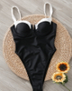 2025 New Solid Color French Vintage One-Piece Swimsuit, Sexy Slim Fit European Style