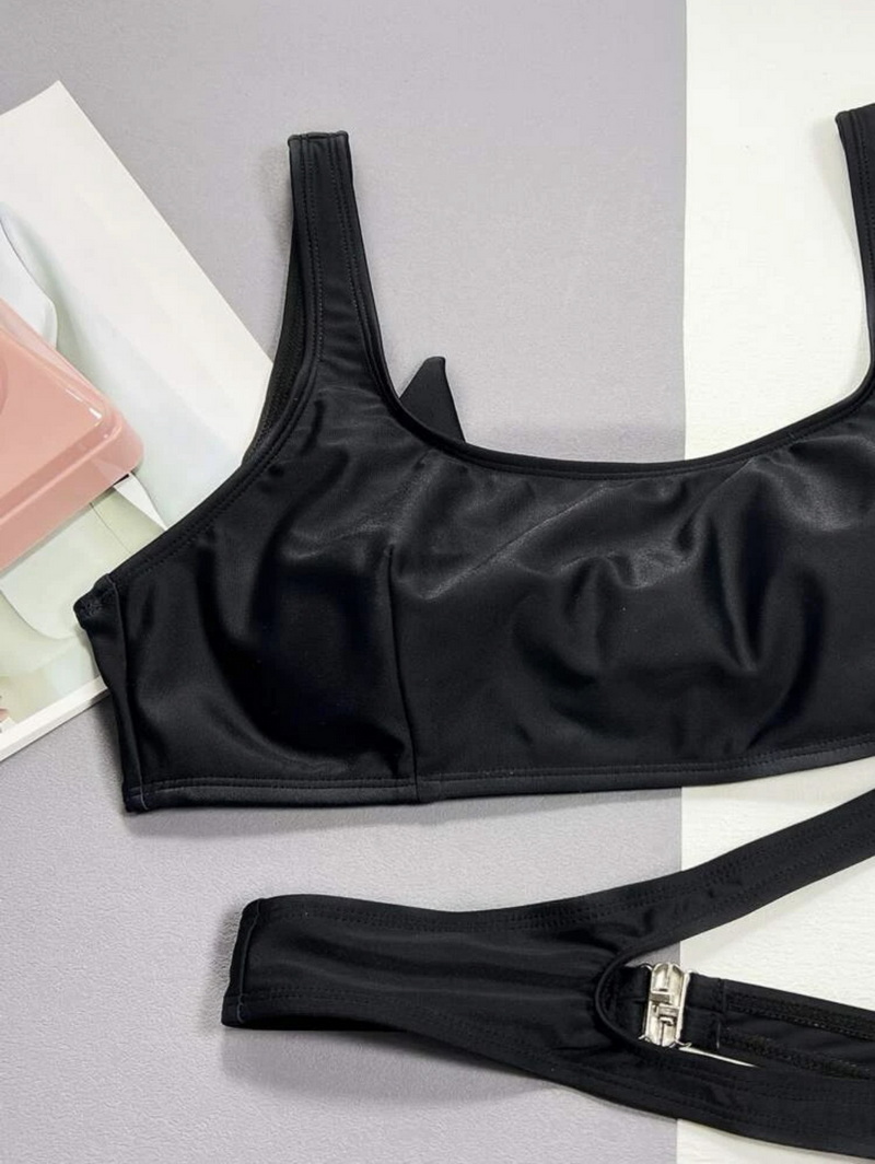 Sexy One-Piece Cutout Bikini - Solid Color Swimsuit for Women_11