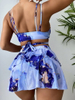 Sexy Marble Print Three-Piece Bikini Set - Beach Skirt Swimsuit