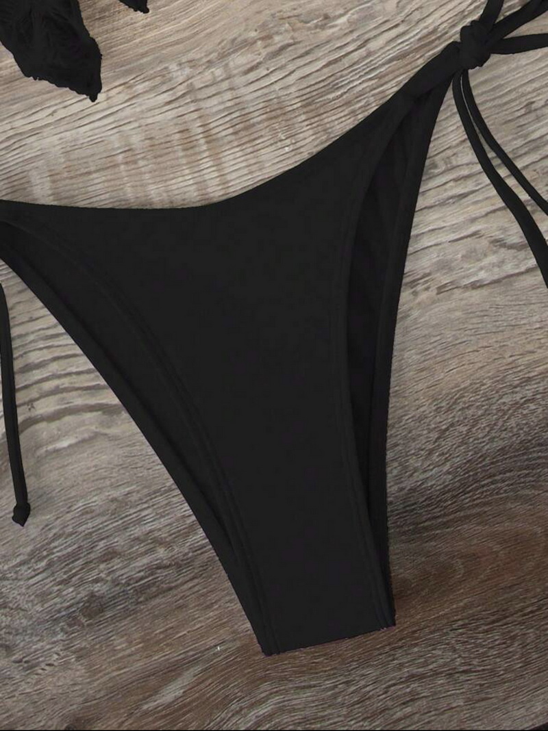 Sexy Three-Piece Off-Shoulder Tie Bikini - Women's Beach Swimsuit_05