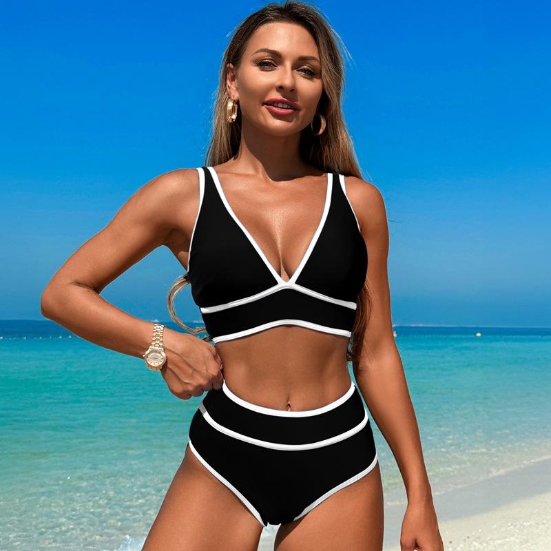 New 2025 European and American Style Ruched Bikini Sports Two-Piece Swimsuit (6)