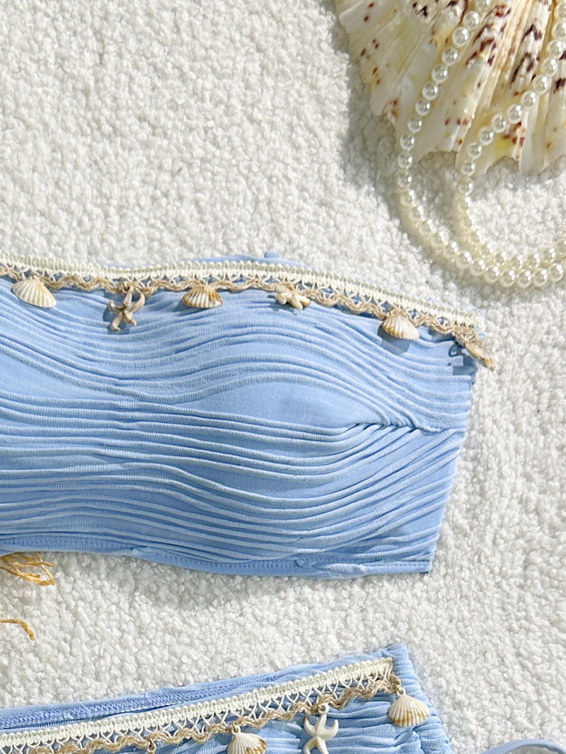2025 Strapless Shell Bikini For Women Solid Color European Vacation Style_20