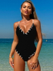 2025 Solid Color One-Piece Bikini For Women Sexy European Beach Style