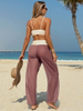 2025 Colorblock Long Pants Bikini Set For Women European Beach Swimwear