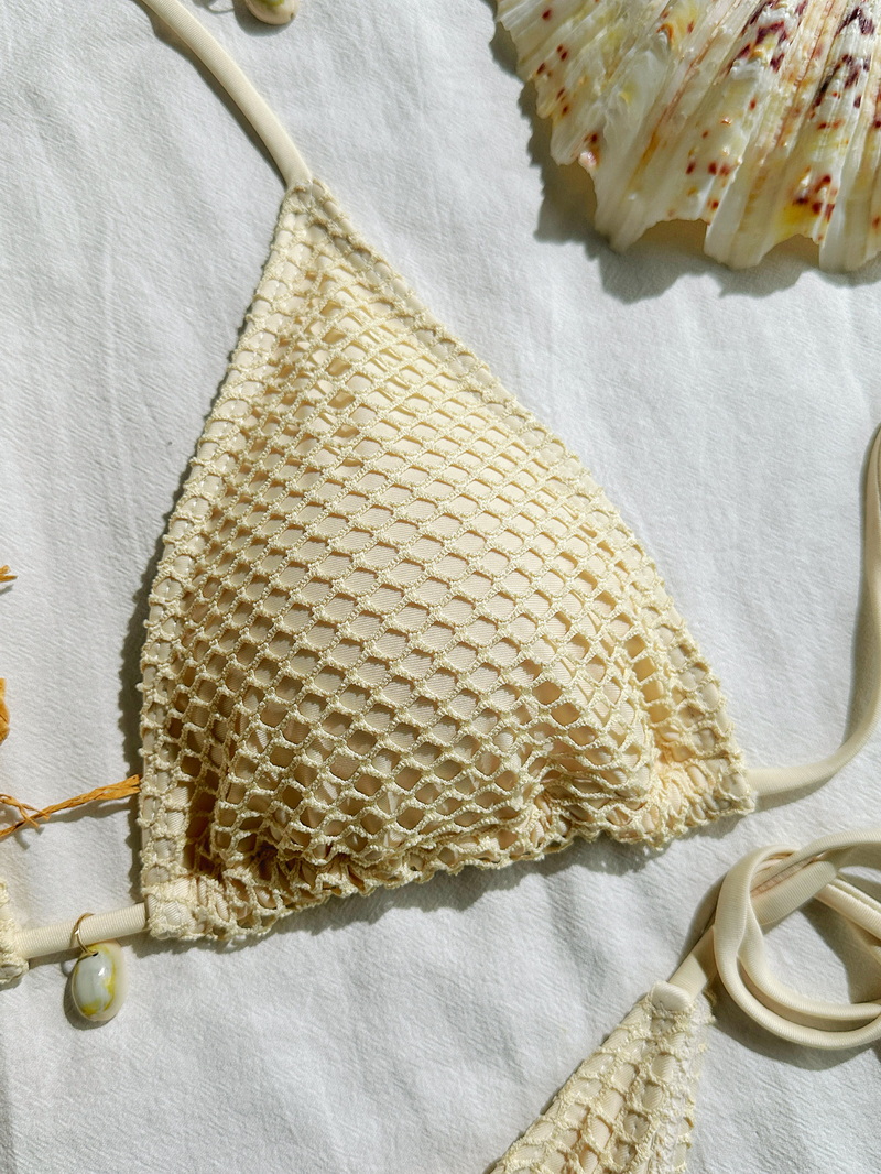 2025 Sexy Mesh Shell Halter Bikini For Women European Beach Vacation_31