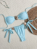 New European Bikini With Sexy Metal Shells And High-Waisted Tie Design