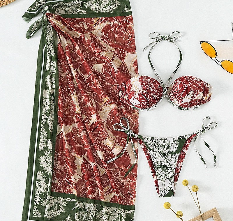 European Three-Piece Bikini Set With Sexy Print, High Waist, And Backless Design 2025