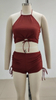 2025 New European Bikini With Boyshorts, High Neck Halter, And Front Tie Design