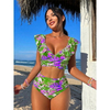 2025 New European Ruffled Open Back Bikini With Sexy Two-Piece Design