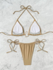 Solid Color Metal Accent Two-Piece Bikini Set Sexy European Style