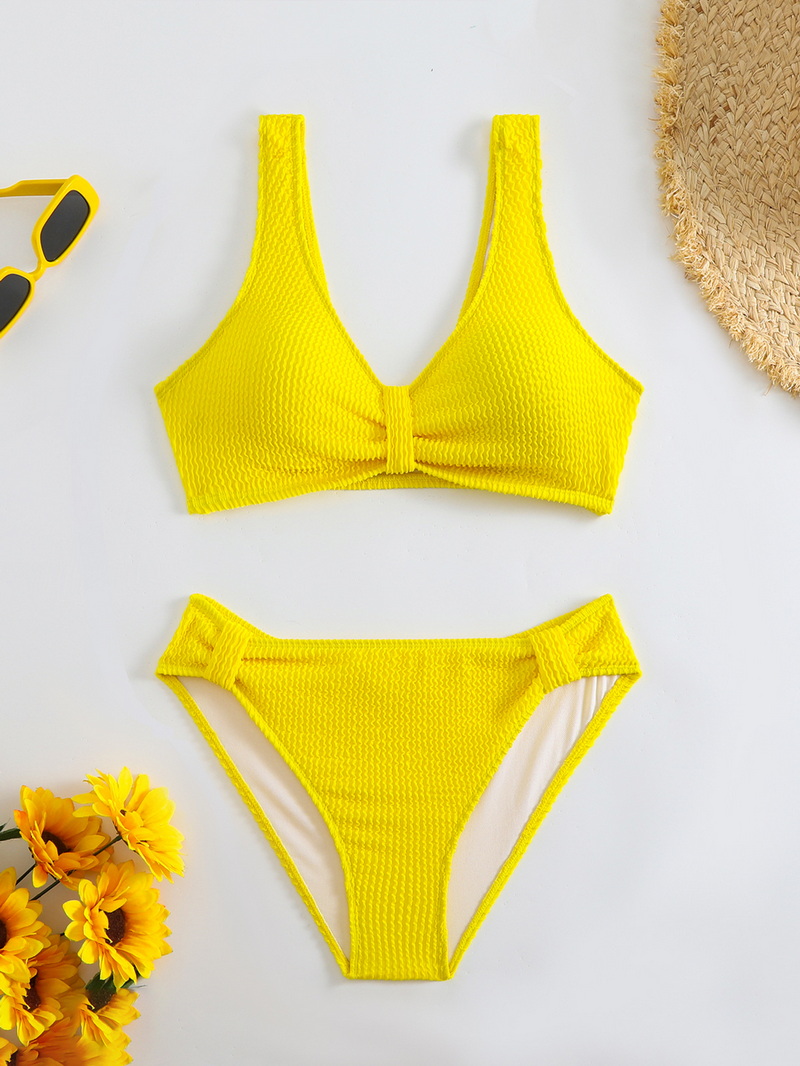 2025 Solid Ribbed Bikini Two-Piece Swimsuit European Style_21