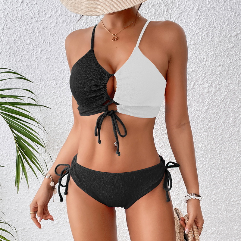 2025 Color Block Bikini Sexy Crisscross Two-Piece Swimsuit_04