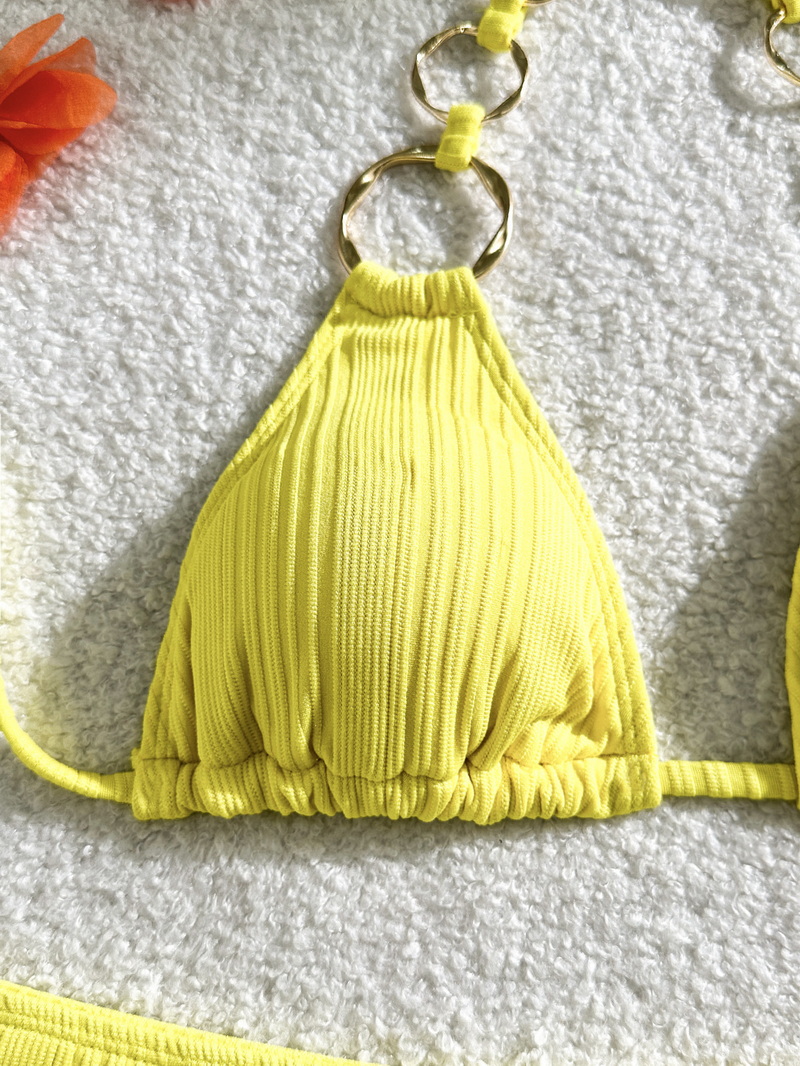 Sexy Solid Color Three-Piece Bikini Set - Thai Vacation Women's Swimwear_07