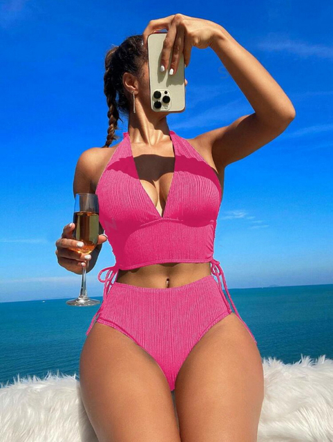 Sexy Halter Tie Bikini - Solid Color Sanya Vacation Hot Seller