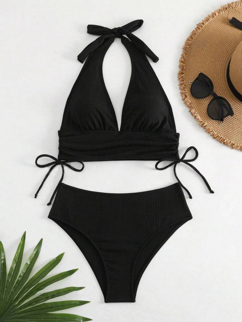 Sexy Halter Tie Bikini - Solid Color Sanya Vacation Hot Seller_07