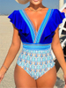 2025 New European One-Piece Swimsuit With Sexy V-Neck, Ruffles, And Open Back