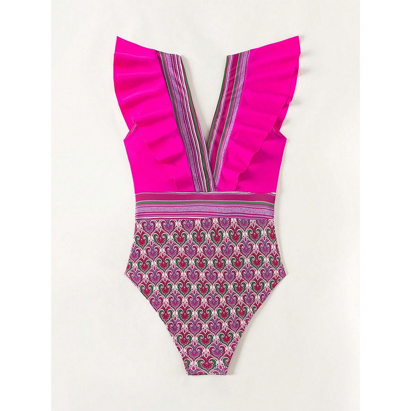 2024 New European One-Piece Swimsuit With Sexy V-Neck, Ruffles, And Open Back_17