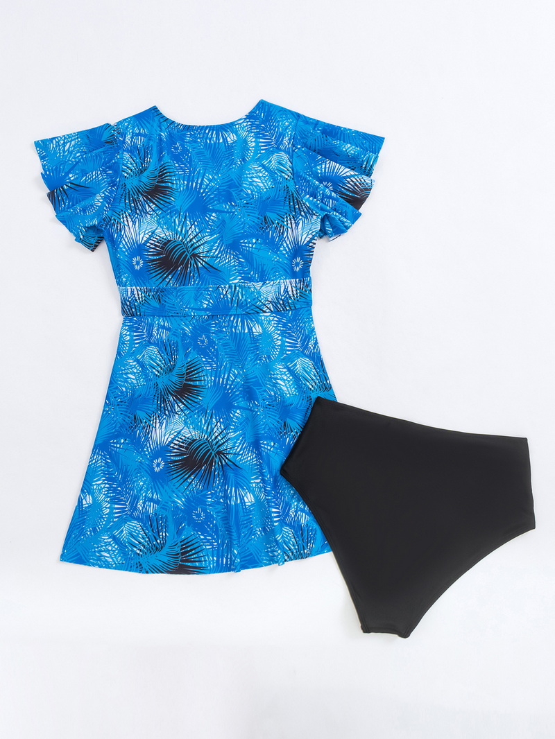 2025 European Skirted Tankini With Separate Triangle Bottoms, Fresh And Modest Style_7