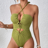 2025 New Ins-Style European One-Piece Swimsuit With Strappy Halter And Cut-Out Design