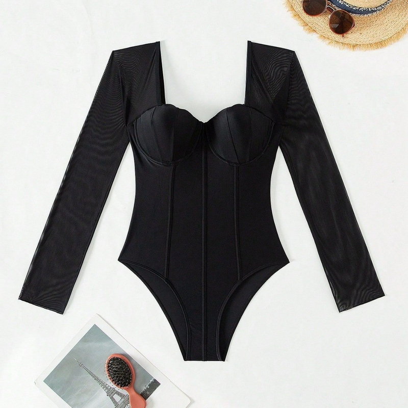 2025 New European One-Piece Swimsuit With Backless Print Bikini And Cover-Up Two-Piece Set