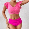 Western Style Ribbed Bandeau Bikini – High Cut Twist Front Sexy Swimwear